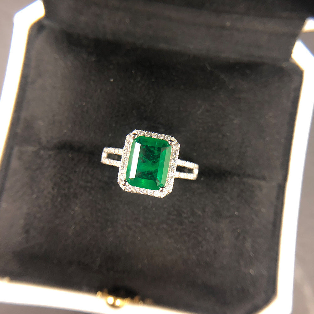Bague carrée Opulence émeraude Loopily™