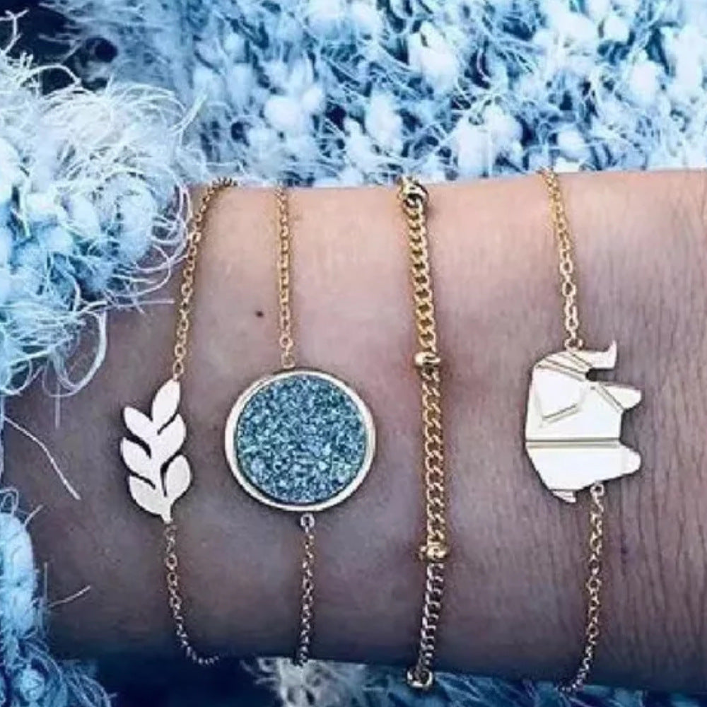 Loopily™ Pack de Bracelets Symboliques – Argent Minimaliste (x5)