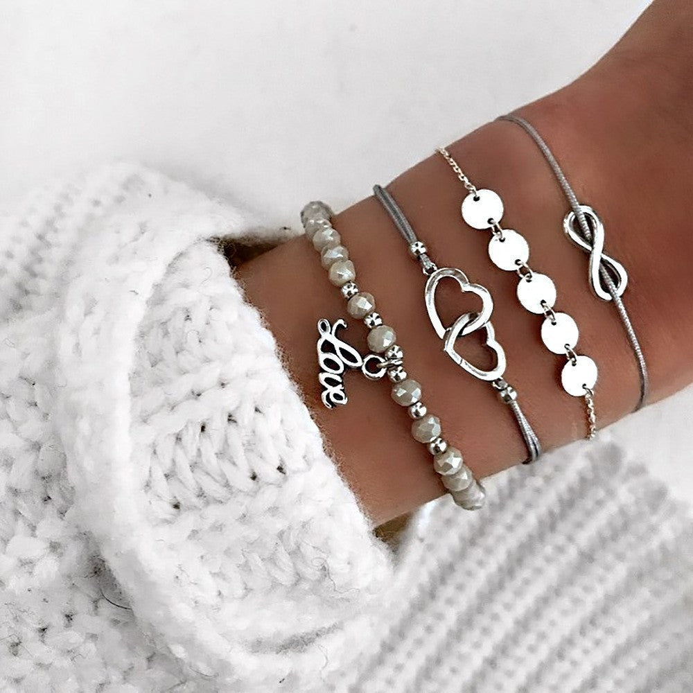 Loopily™ Pack de Bracelets Symboliques – Argent Minimaliste (x5)