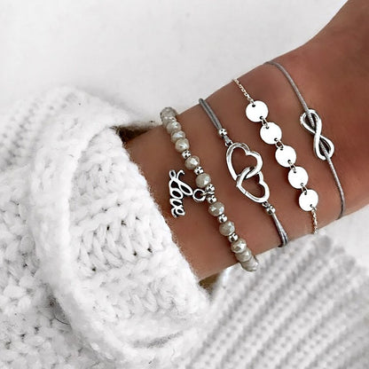 Loopily™ Pack de Bracelets Symboliques – Argent Minimaliste (x5)