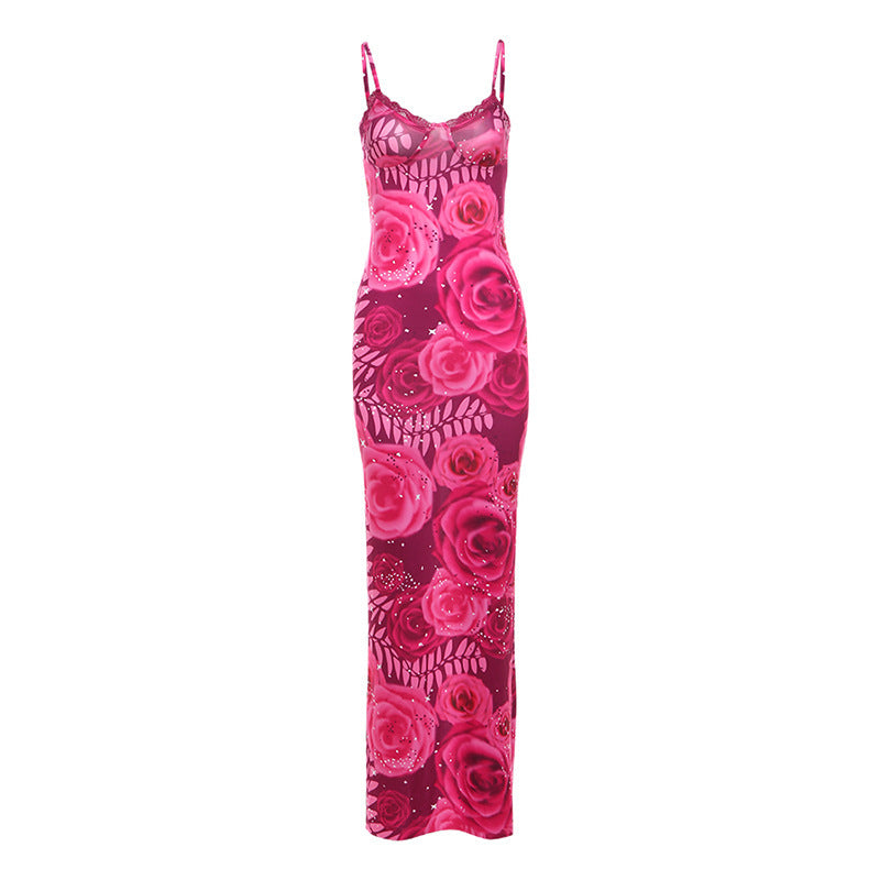 Robe à bretelles à col en V pour femme Loopily™