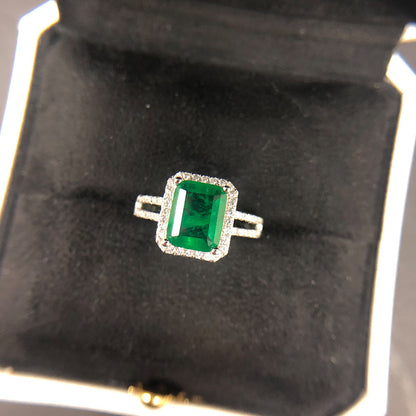 Bague carrée Opulence émeraude Loopily™