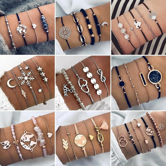 Loopily™ Pack de Bracelets Symboliques – Argent Minimaliste (x5)