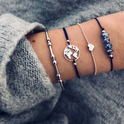 Loopily™ Pack de Bracelets Symboliques – Argent Minimaliste (x5)