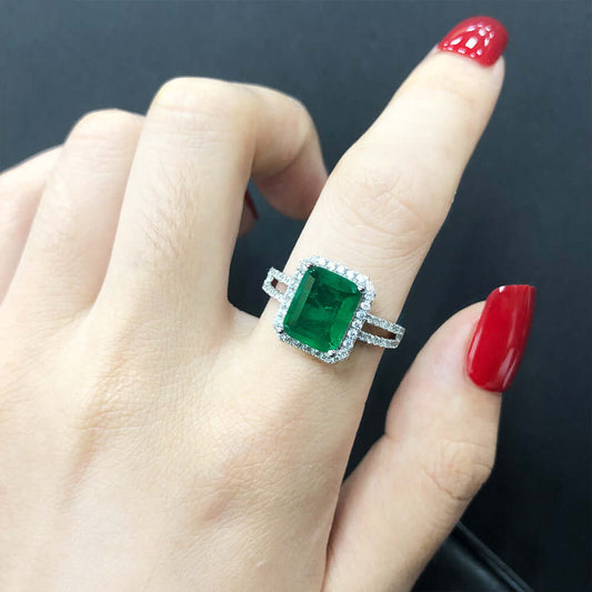 Bague carrée Opulence émeraude Loopily™