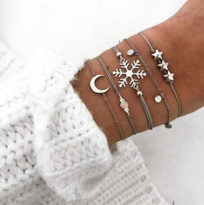 Loopily™ Pack de Bracelets Symboliques – Argent Minimaliste (x5)