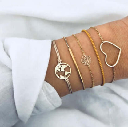 Loopily™ Pack de Bracelets Symboliques – Argent Minimaliste (x5)