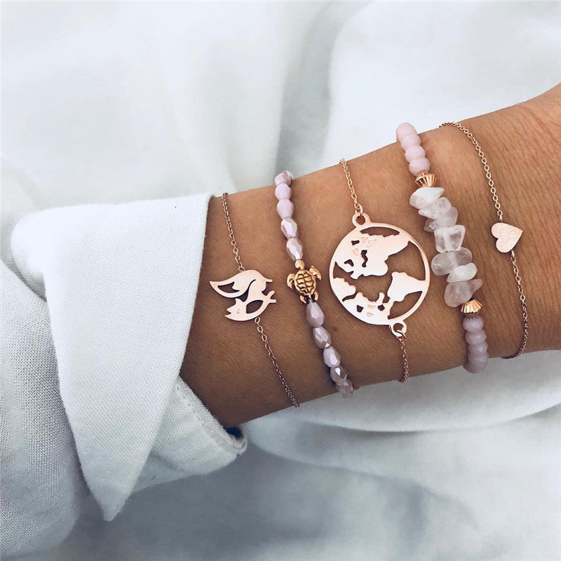 Loopily™ Pack de Bracelets Symboliques – Argent Minimaliste (x5)