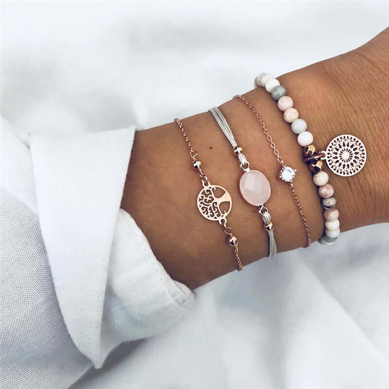 Loopily™ Pack de Bracelets Symboliques – Argent Minimaliste (x5)