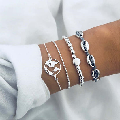 Loopily™ Pack de Bracelets Symboliques – Argent Minimaliste (x5)