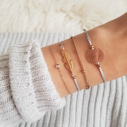 Loopily™ Pack de Bracelets Symboliques – Argent Minimaliste (x5)