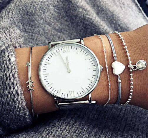 Loopily™ Pack de Bracelets Symboliques – Argent Minimaliste (x5)