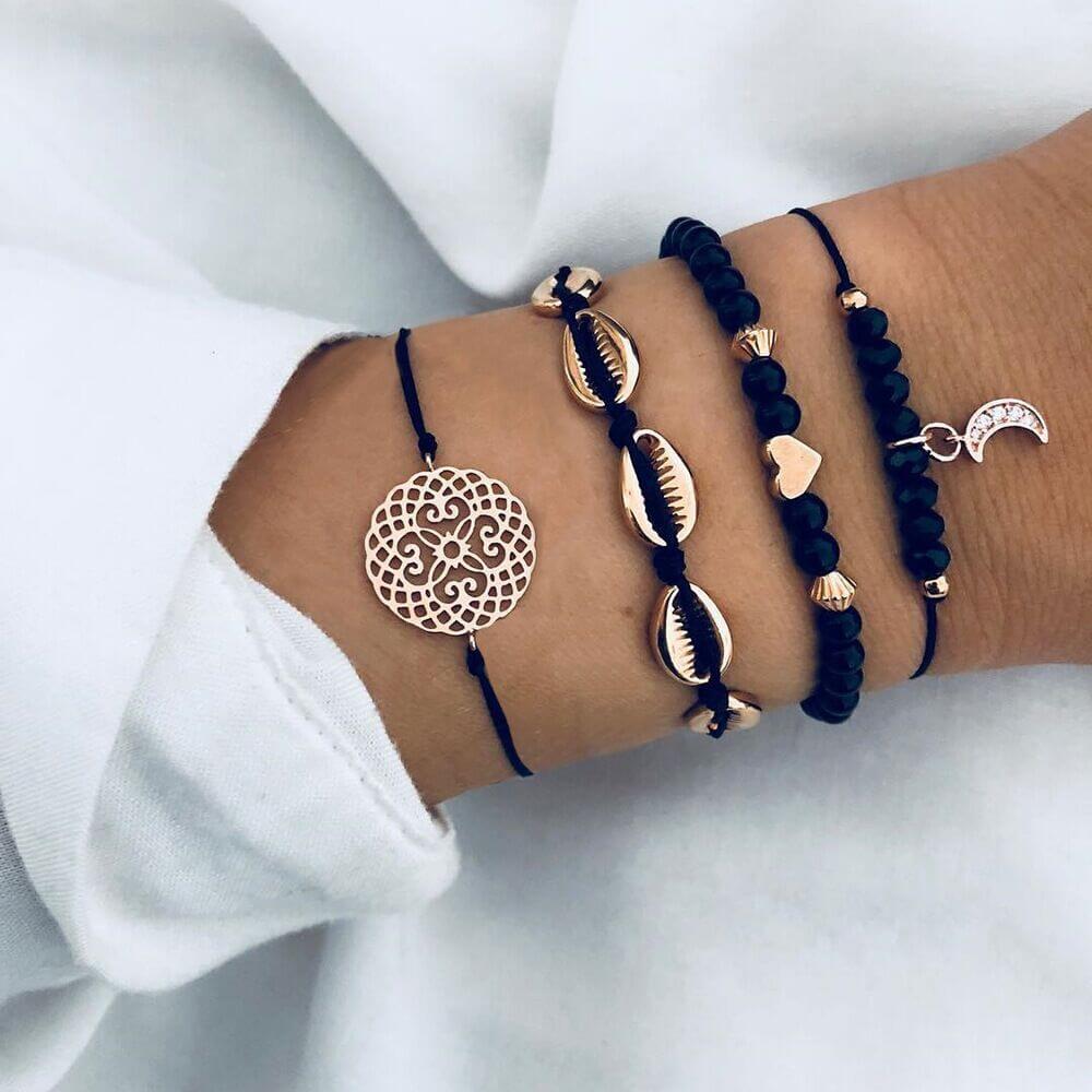 Loopily™ Pack de Bracelets Symboliques – Argent Minimaliste (x5)