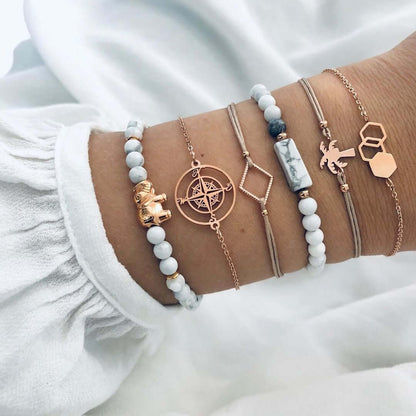 Loopily™ Pack de Bracelets Symboliques – Argent Minimaliste (x5)