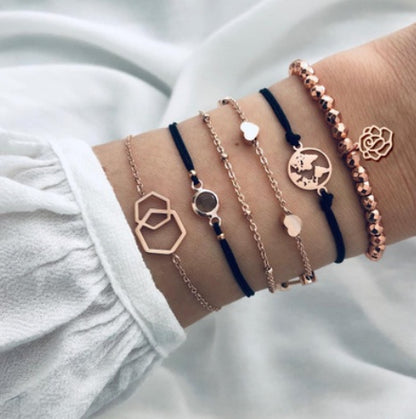Loopily™ Pack de Bracelets Symboliques – Argent Minimaliste (x5)