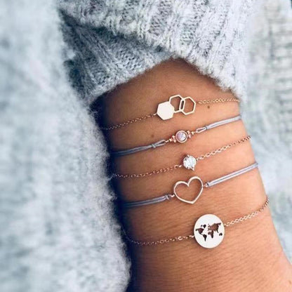 Loopily™ Pack de Bracelets Symboliques – Argent Minimaliste (x5)