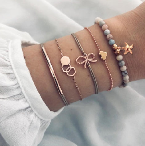 Loopily™ Pack de Bracelets Symboliques – Argent Minimaliste (x5)